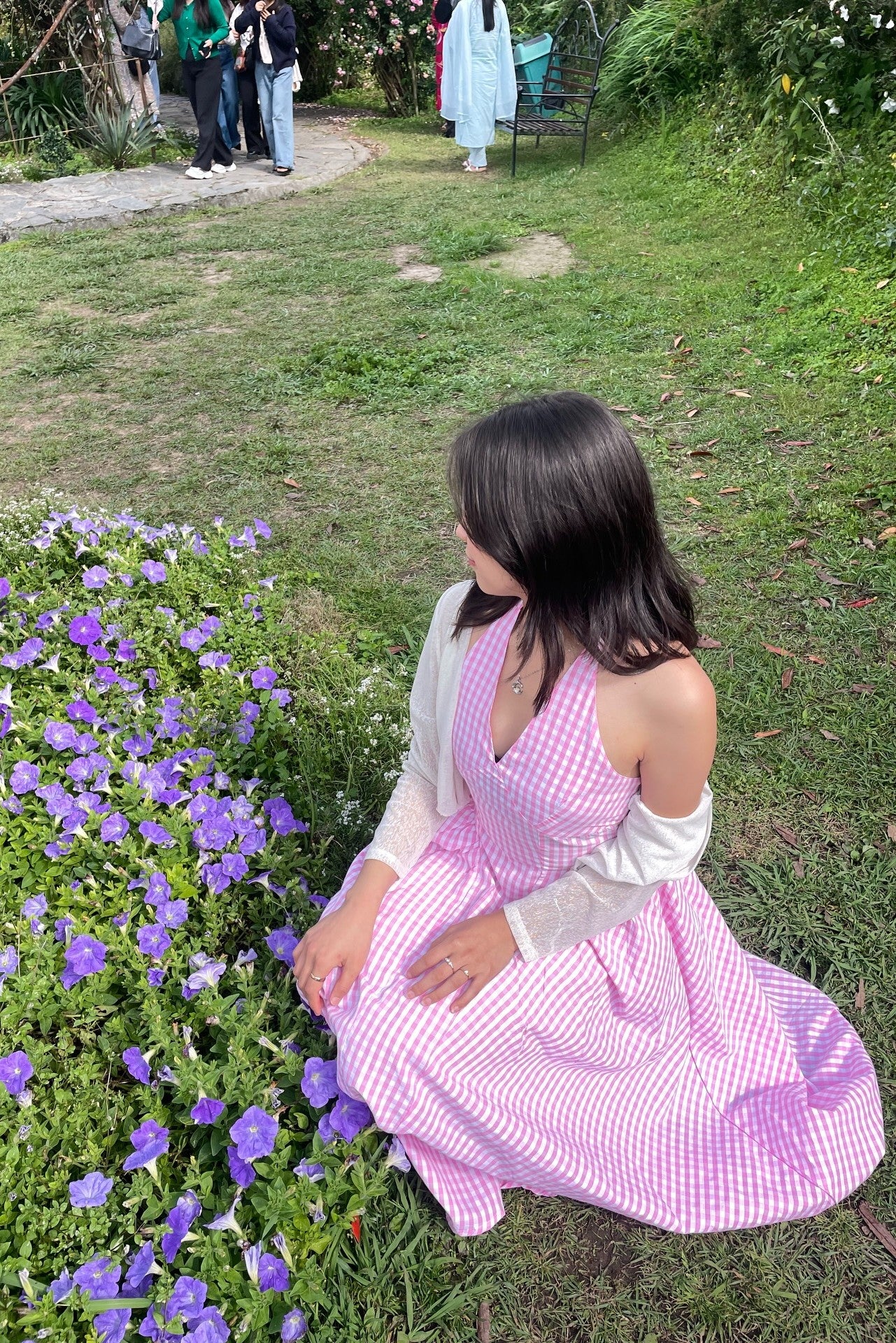 Pink Gingham Halter Maxi Dress for Women | Open Back Tie Dress India |   Kadambarie | By Jiya Lal Kapoor & Grandson