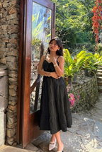 Black Bow Front Tiered Midi Dress | Kadambarie - Kadambarie | By Jiya Lal Kapoor & Grandson