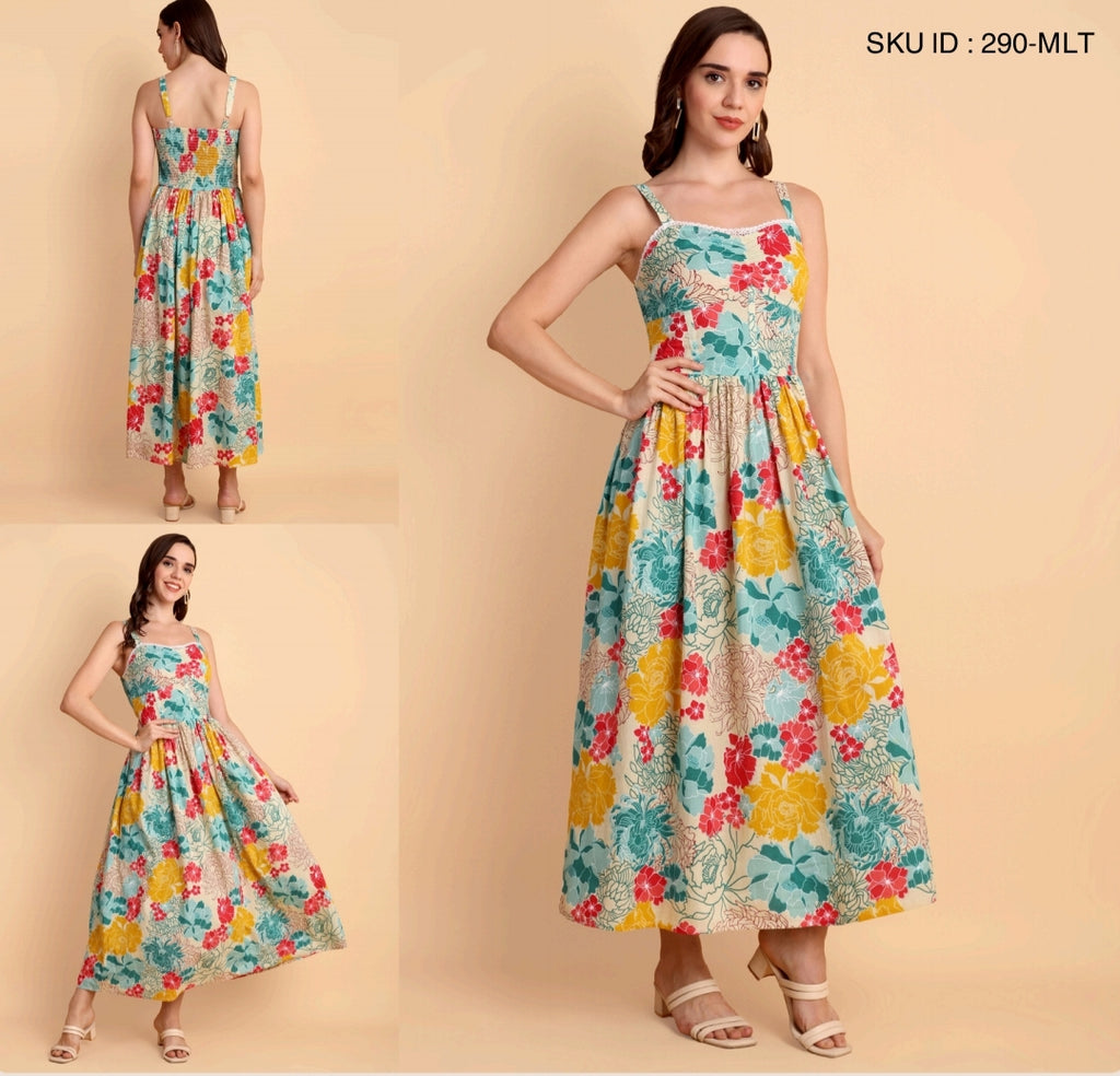 Pastel Bloom Floral Strappy Maxi Dress