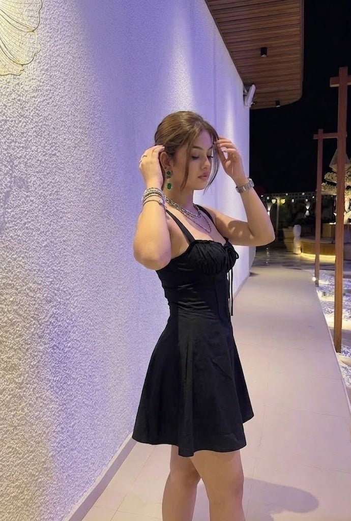 Black Corset Mini Dress for Women | Sweetheart A - Line Short Dress | Kadambarie - Kadambarie | By Jiya Lal Kapoor & Grandson