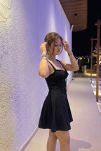 Black Corset Mini Dress for Women | Sweetheart A - Line Short Dress | Kadambarie - Kadambarie | By Jiya Lal Kapoor & Grandson