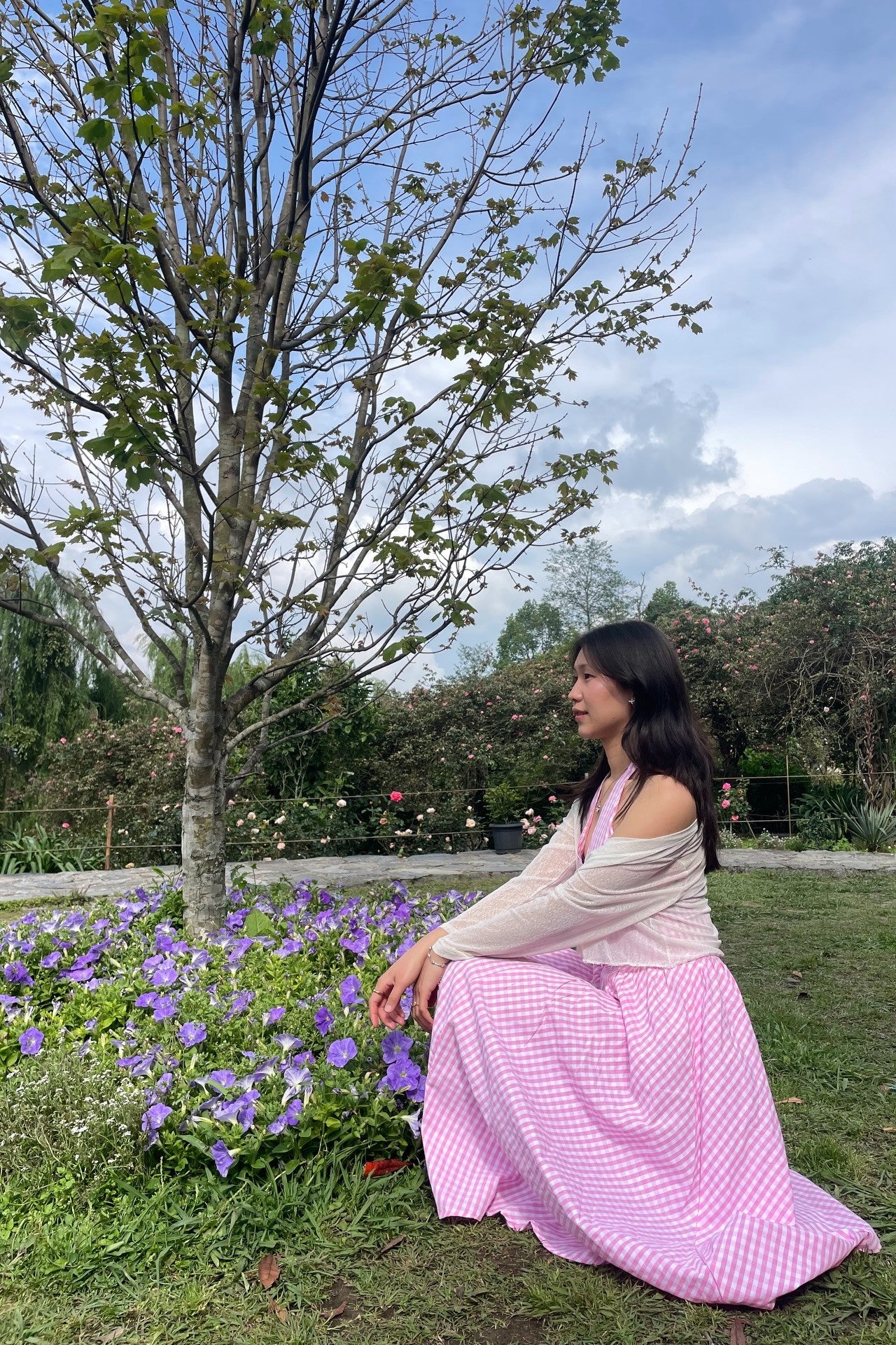 Pink Gingham Halter Maxi Dress for Women | Open Back Tie Dress India | Kadambarie