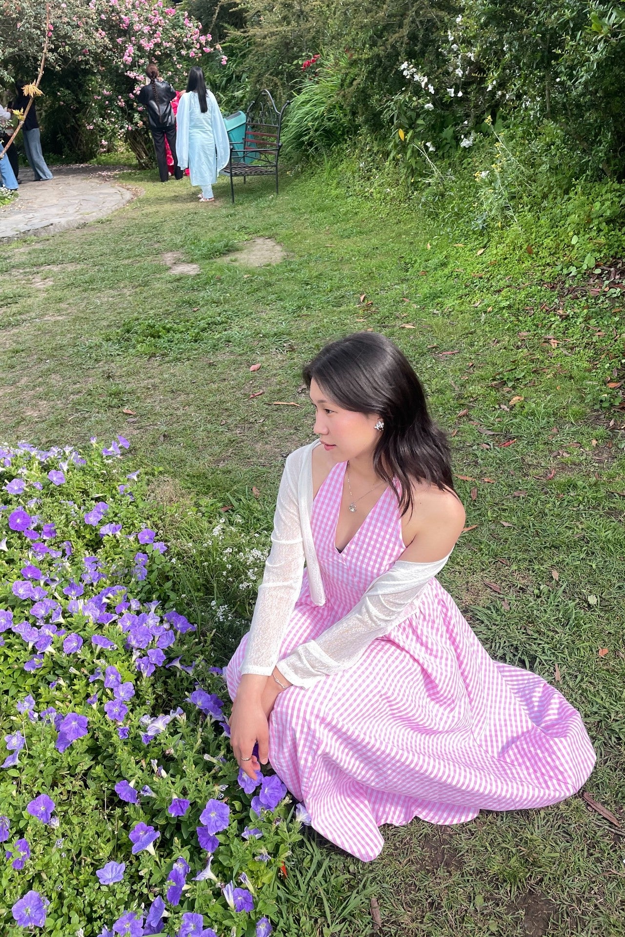 Pink Gingham Halter Maxi Dress for Women | Open Back Tie Dress India | Kadambarie
