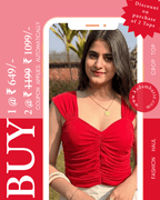 Red Padded Sweetheart Crop Top | Strappy Top | Kadambarie - Kadambarie | By Jiya Lal Kapoor & Grandson