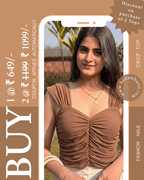 Silk Brown Padded Sweetheart Crop Top | Strappy Top | Kadambarie - Kadambarie | By Jiya Lal Kapoor & Grandson