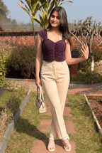 Wine Padded Sweetheart Crop Top | Strappy Top | Kadambarie - Kadambarie | By Jiya Lal Kapoor & Grandson
