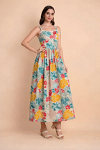 Pastel Bloom Floral Strappy Maxi Dress