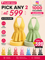 Gingham Halter Top - Pack of 2 | Yellow & Green