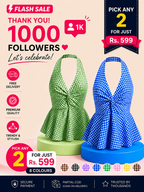 Gingham Halter Top - Pack of 2 | Blue & Green