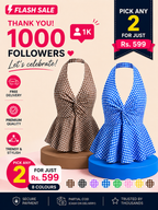 Gingham Halter Top - Pack of 2 | Blue & Brown