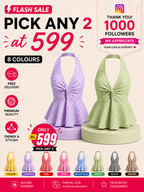 Gingham Halter Top - Pack of 2 | Lavender & Green