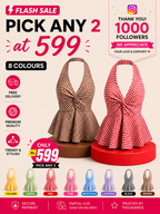 Gingham Halter Top - Pack of 2 | Red & Brown