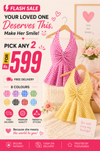 Gingham Halter Top - Pack of 2 | Pink & Yellow