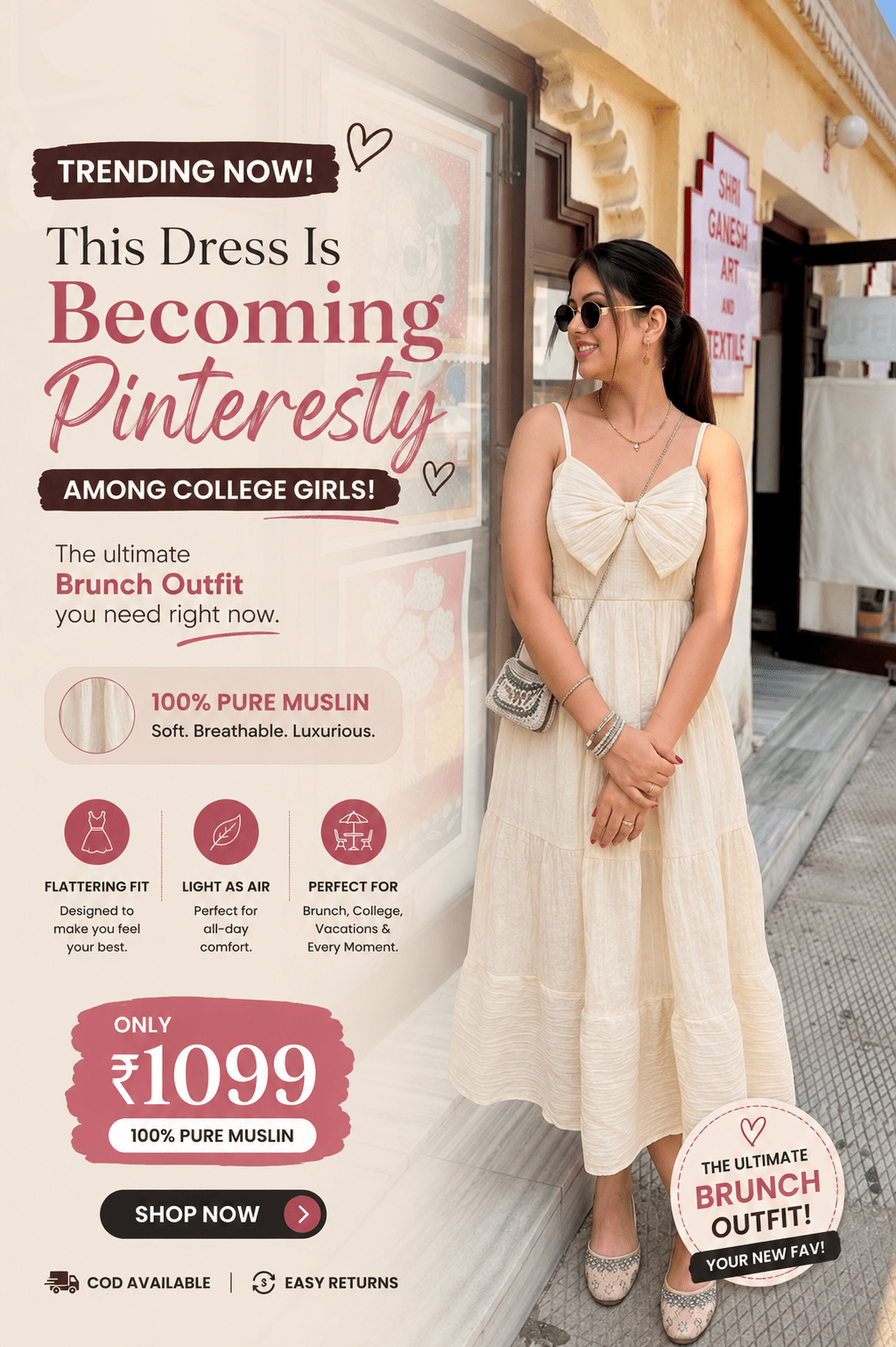 Cream Bow Front Tiered Midi Dress | Kadambarie