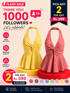 Gingham Halter Top - Pack of 2 | Red & Yellow