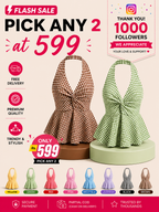 Gingham Halter Top - Pack of 2 | Green & Brown