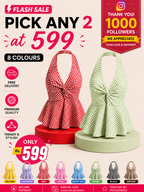 Gingham Halter Top - Pack of 2 | Red & Green