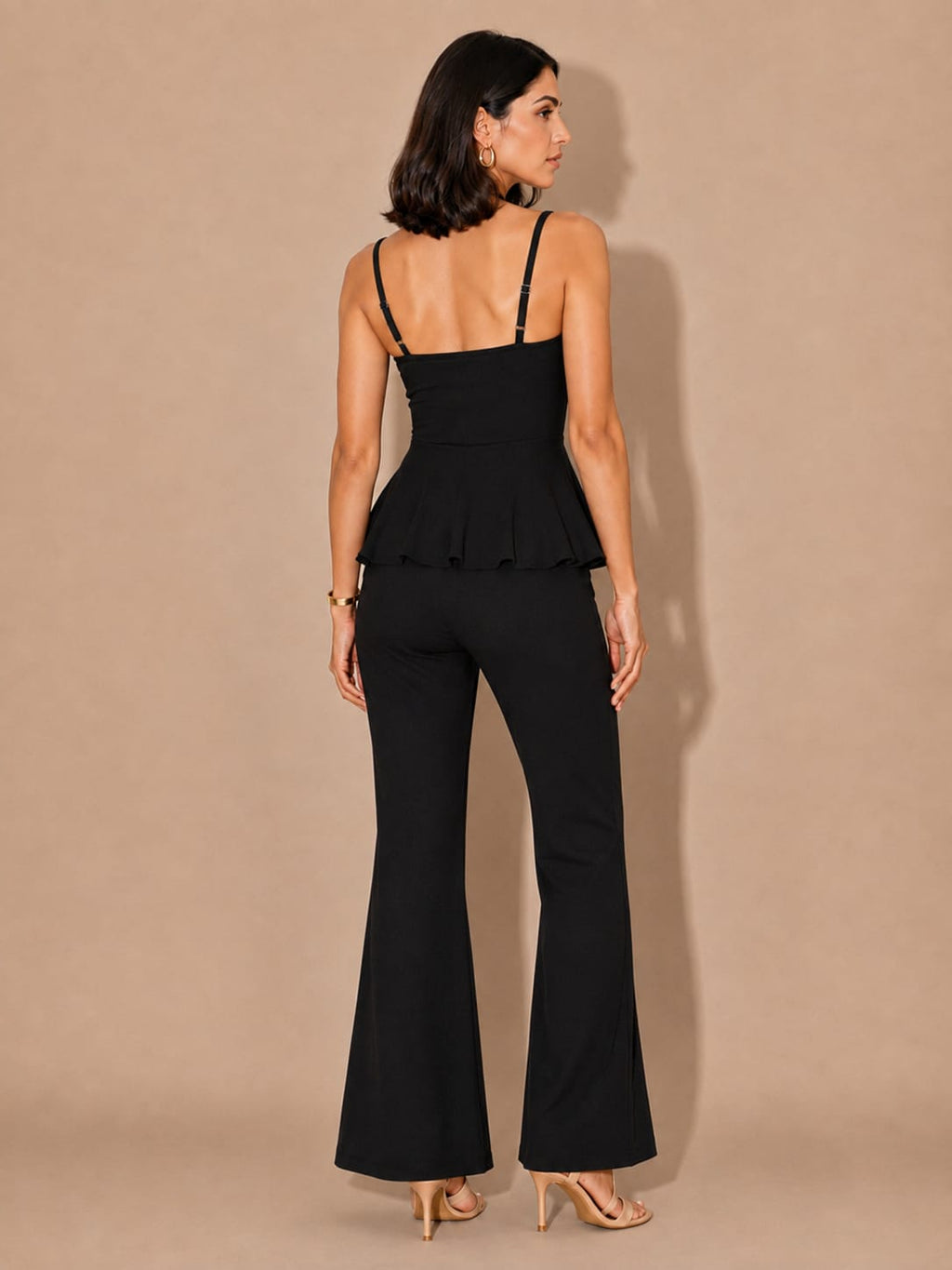 Black self design top with trousers
