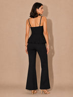 Black self design top with trousers