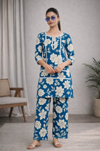 Teal Tranquility: The Floral Garden Co - ord Set 🌿✨ - Kadambarie | By Jiya Lal Kapoor & Grandson
