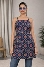 Indigo Heritage: The Bohemian Print Camisole Tunic 💙 - Kadambarie | By Jiya Lal Kapoor & Grandson
