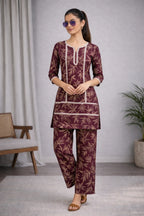 Royal Plumage: The Burgundy Bamboo Co - ord Set 🍷🌿 - Kadambarie | By Jiya Lal Kapoor & Grandson