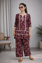 Royal Plumage: The Burgundy Bamboo Co - ord Set 🍷🌿 - Kadambarie | By Jiya Lal Kapoor & Grandson