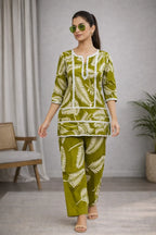 Botanical Bliss: The Olive Fern Co - ord Set 🌿 - Kadambarie | By Jiya Lal Kapoor & Grandson