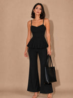 Black self design top with trousers